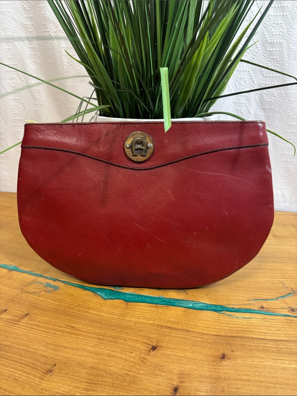Etienne Aigner Vintage Red Leather Clutch